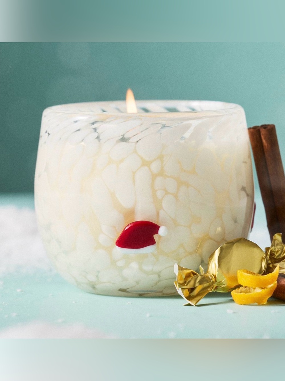 Anthropologie Santa hat festive icon gourmand caramel spice wonderland candle!